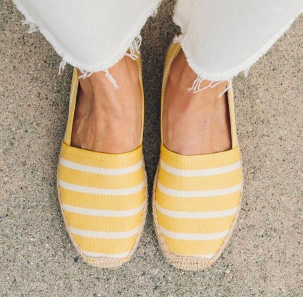 SOLUDOS The original Espadrille Yellow/Ivory Stripes US 8-8.5 New in box